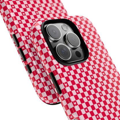 Red Checkerboard Heart Phone Case