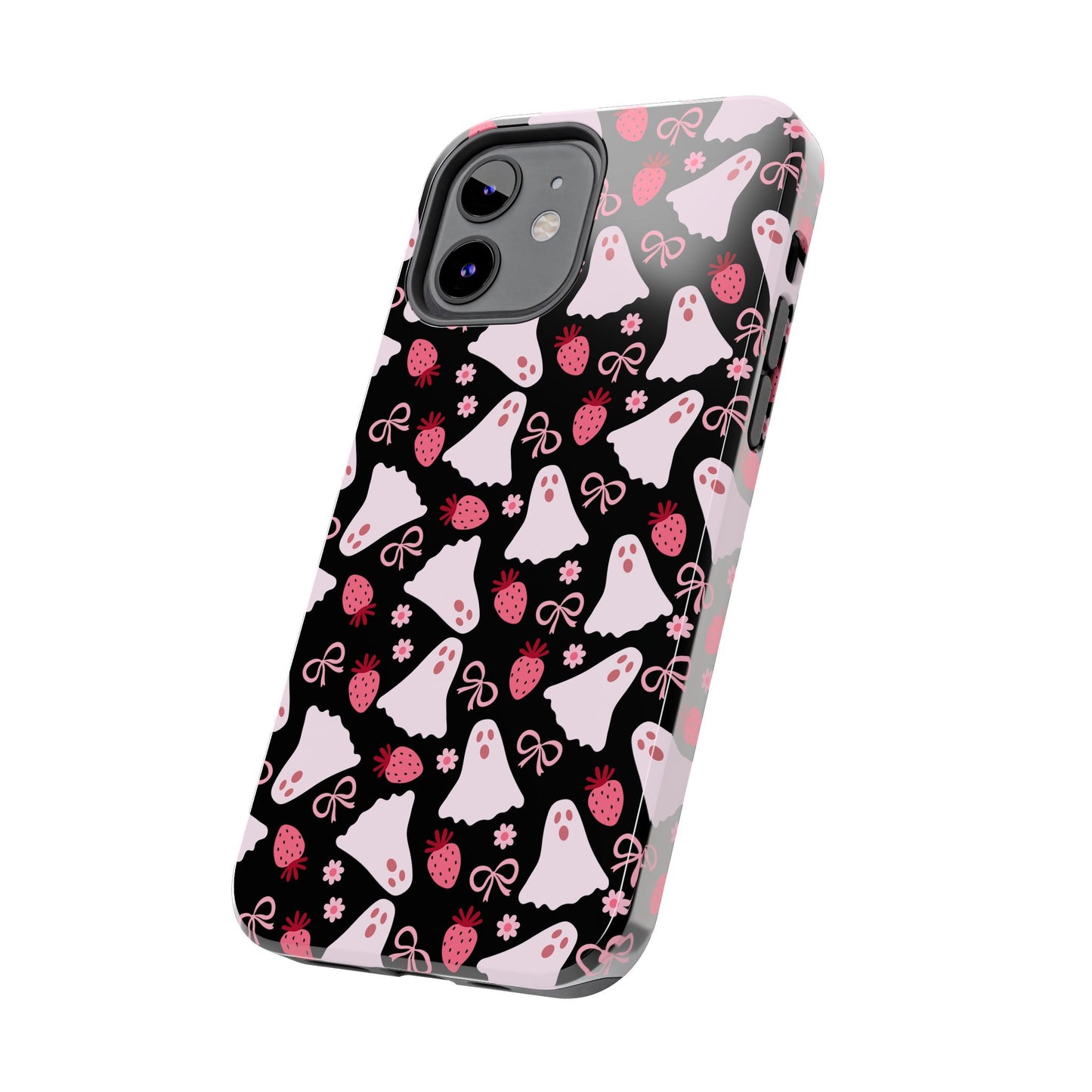 Cute Ghosts and Strawberries Phone Case | Tough Phone Cases, Halloween Accessories, Unique Gift Ideas, Spooky Aesthetic, Everyday Style