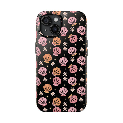 Floral Tough Phone Cases for Trendy Protection, Shell Pattern Phone Cover, Vibrant Floral Case, Girly Gift, Cute Tech Accessories
