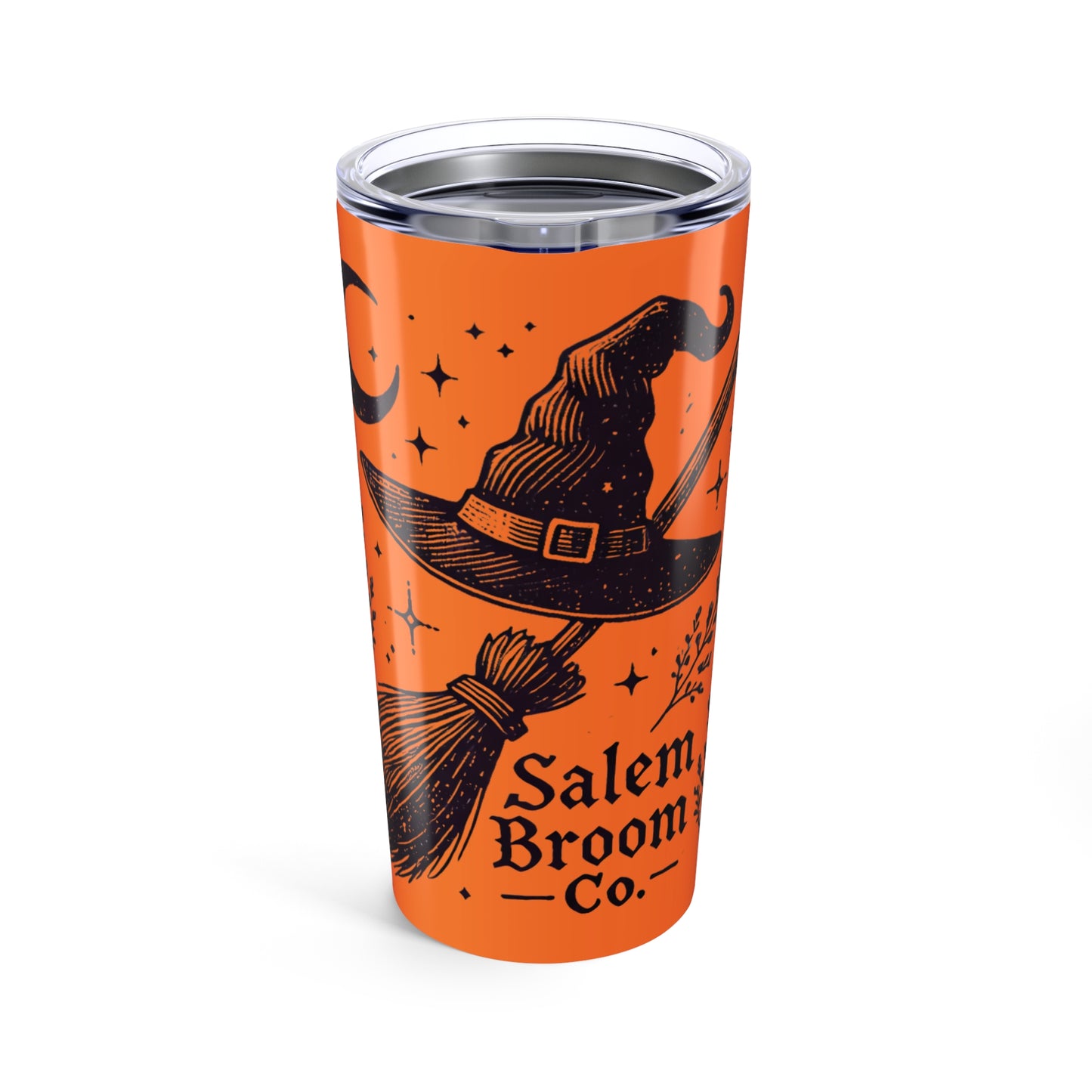 Halloween-Themed Tumbler, Witch Hat & Broom, Salem Broom Co Drinkware, Perfect for Fall Celebrations, Unique Gift for Witches, Spooky Season