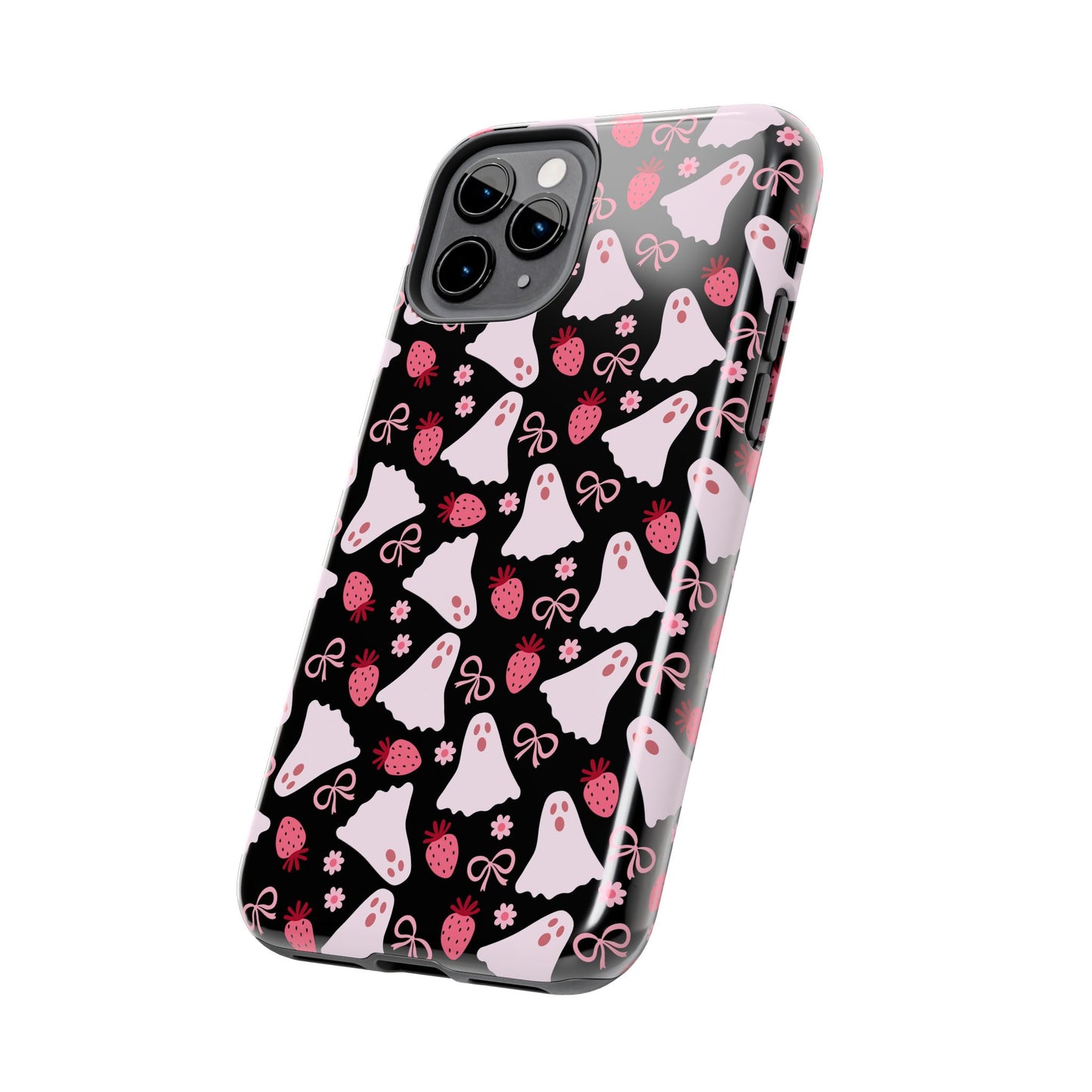 Cute Ghosts and Strawberries Phone Case | Tough Phone Cases, Halloween Accessories, Unique Gift Ideas, Spooky Aesthetic, Everyday Style