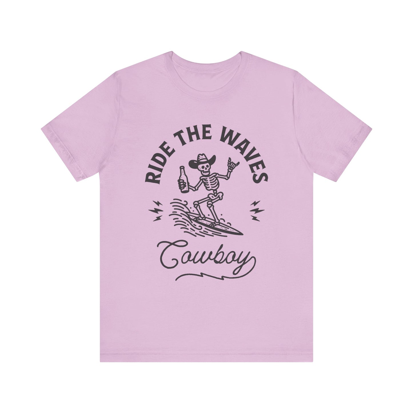 Surfing Skeleton Tee - Ride the Waves Cowboy Shirt, Beachwear, Summer Vibes, Gift for Surfers, Casual T-Shirt