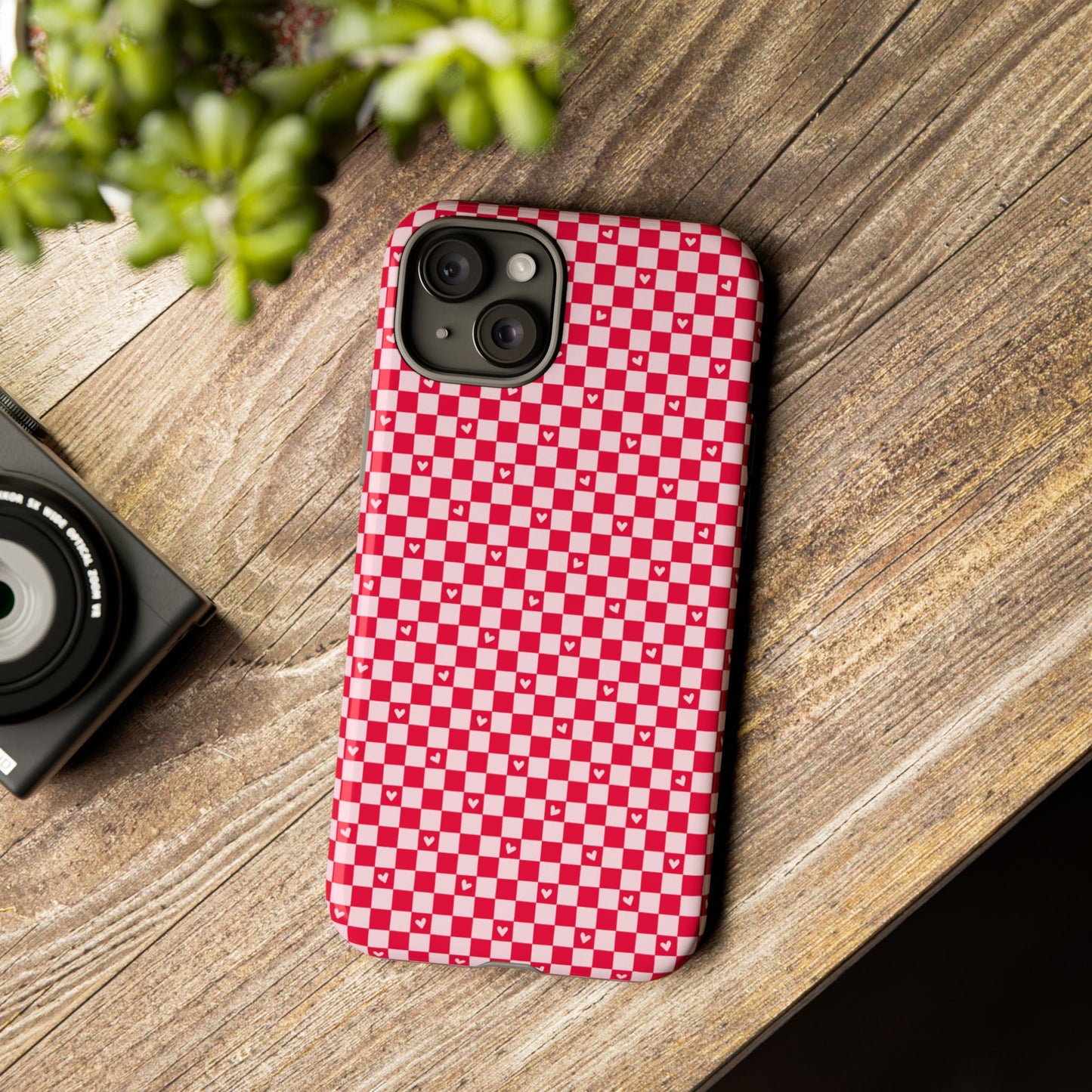 Red Checkerboard Heart Phone Case