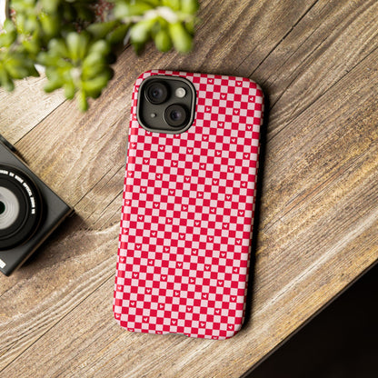 Red Checkerboard Heart Phone Case