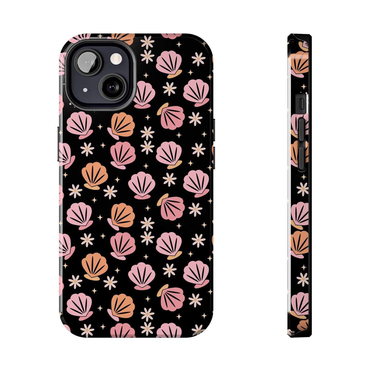Floral Tough Phone Cases for Trendy Protection, Shell Pattern Phone Cover, Vibrant Floral Case, Girly Gift, Cute Tech Accessories
