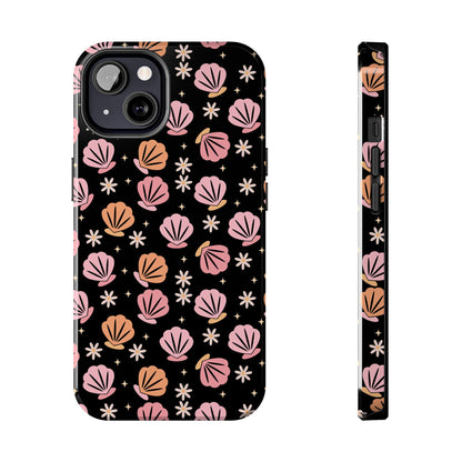 Floral Tough Phone Cases for Trendy Protection, Shell Pattern Phone Cover, Vibrant Floral Case, Girly Gift, Cute Tech Accessories