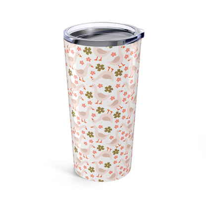 Charming Floral Tumbler, 20oz Travel Mug, Cute Gift for Bird Lovers, Nature Lover Drinkware, Eco-Friendly Cup