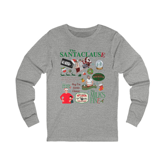 Santa Clause Long Sleeve Tee - Christmas Shirt for Men and Women, Unisex Holiday Jersey Top, Festive Winter Apparel, Xmas Graphic Tee, Santa