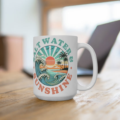 Salt Water & Sunshine Mug - 15oz Tropical Beach Coffee Cup