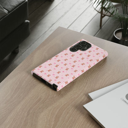 Cute Teddy Bear Pink Stripe Phone Case