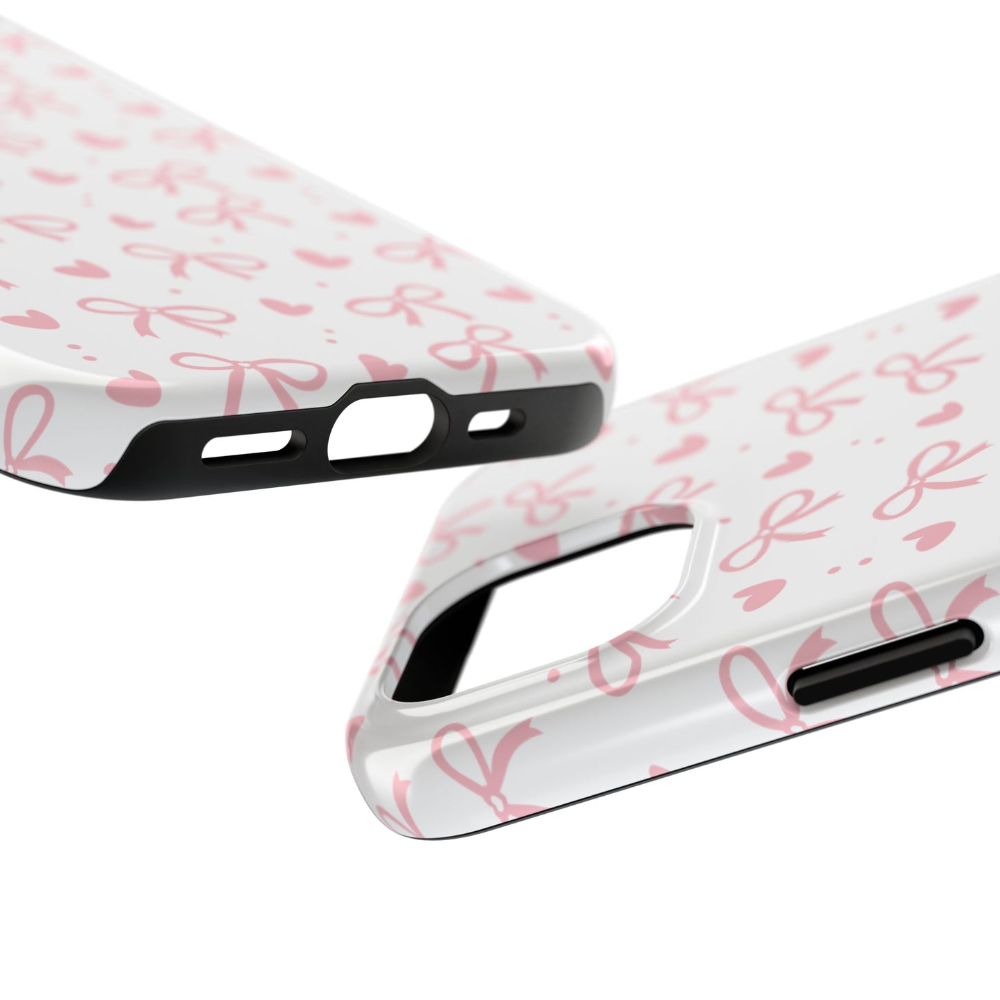 Love & Bows Tough Phone Cases for Girls, Cute Phone Cover, Valentine's Day Gift, Girly Accessories, Heart Pattern