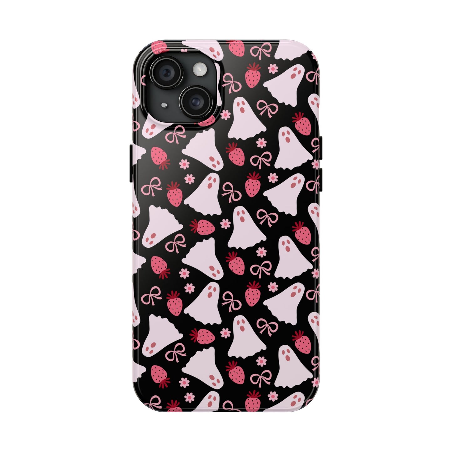 Cute Ghosts and Strawberries Phone Case | Tough Phone Cases, Halloween Accessories, Unique Gift Ideas, Spooky Aesthetic, Everyday Style