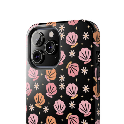 Floral Tough Phone Cases for Trendy Protection, Shell Pattern Phone Cover, Vibrant Floral Case, Girly Gift, Cute Tech Accessories