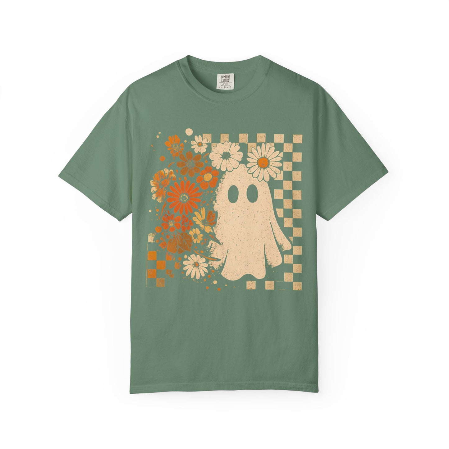Whimsical Floral Ghost T-shirt, Casual Tee for Art Lovers, Perfect Gift for Halloween, Fall Fashion
