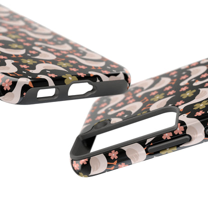 Cute Duck Pattern Phone Case, Stylish Tough Case, Gift for Duck Lovers, Floral Design, Unique Mobile Cover