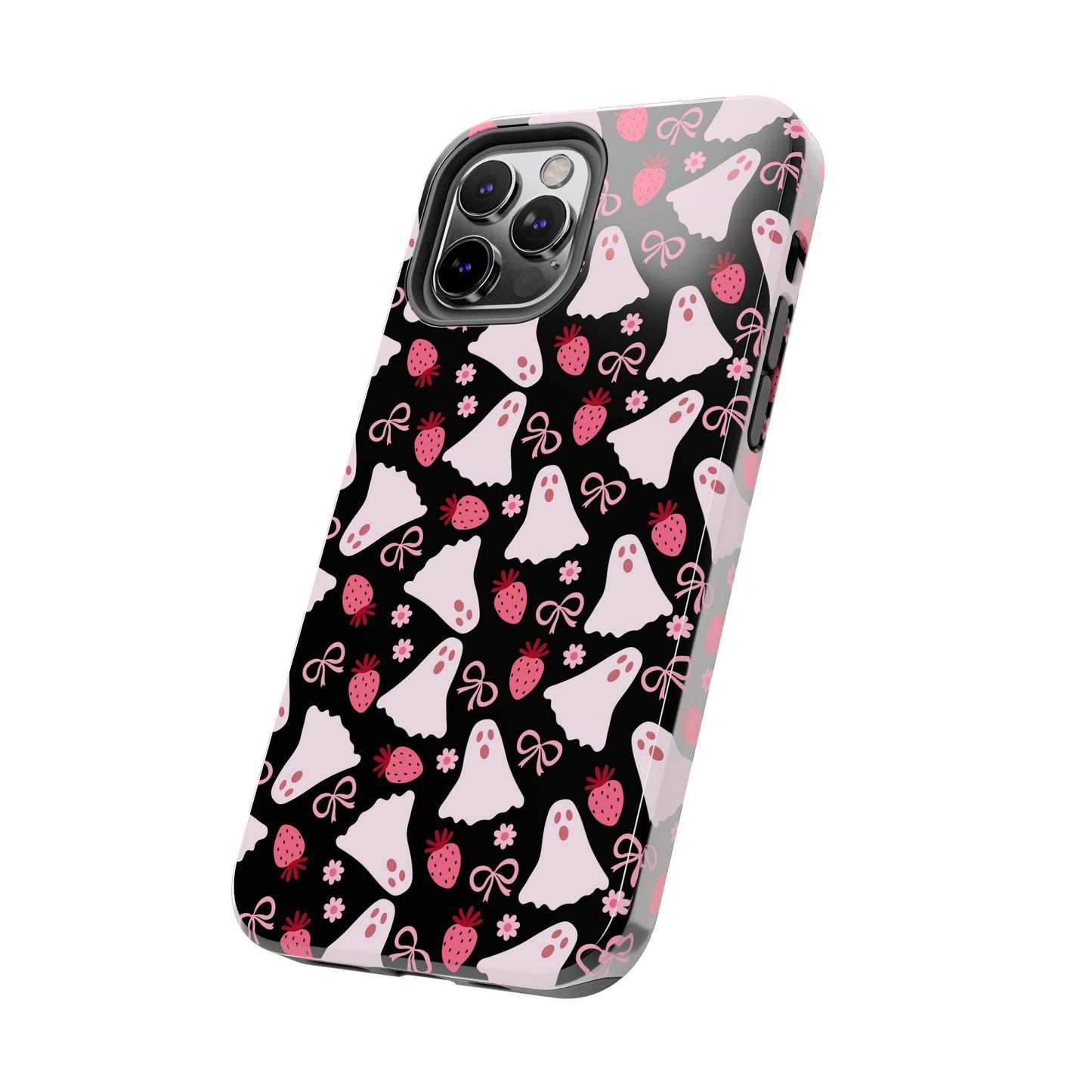 Cute Ghosts and Strawberries Phone Case | Tough Phone Cases, Halloween Accessories, Unique Gift Ideas, Spooky Aesthetic, Everyday Style