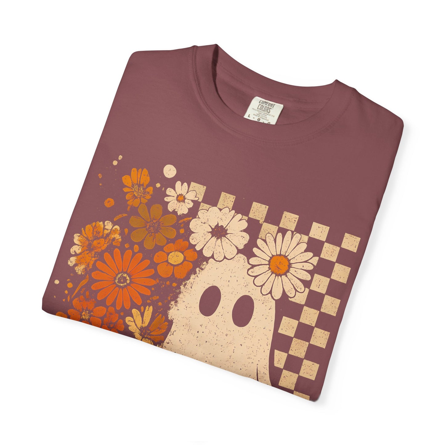Whimsical Floral Ghost T-shirt, Casual Tee for Art Lovers, Perfect Gift for Halloween, Fall Fashion