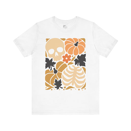 Autumn Vibes Graphic Tee | Halloween Shirt, Fall Apparel, Unisex Tee, Spooky Fashion, Pumpkin Skull Top