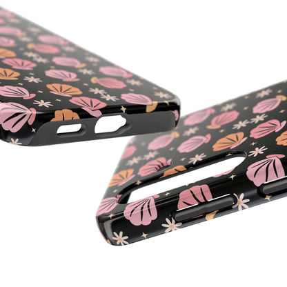Floral Tough Phone Cases for Trendy Protection, Shell Pattern Phone Cover, Vibrant Floral Case, Girly Gift, Cute Tech Accessories