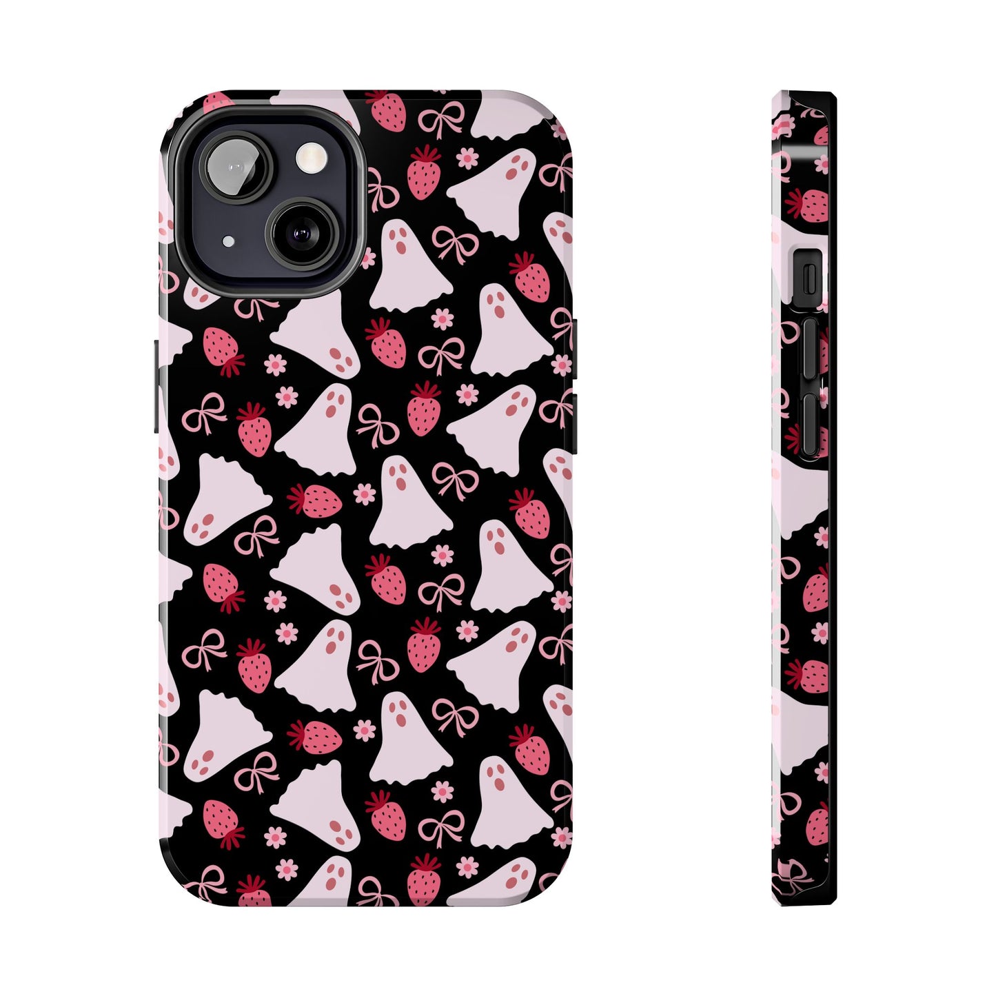 Cute Ghosts and Strawberries Phone Case | Tough Phone Cases, Halloween Accessories, Unique Gift Ideas, Spooky Aesthetic, Everyday Style