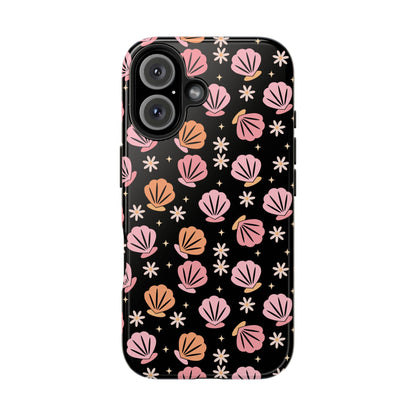 Floral Tough Phone Cases for Trendy Protection, Shell Pattern Phone Cover, Vibrant Floral Case, Girly Gift, Cute Tech Accessories