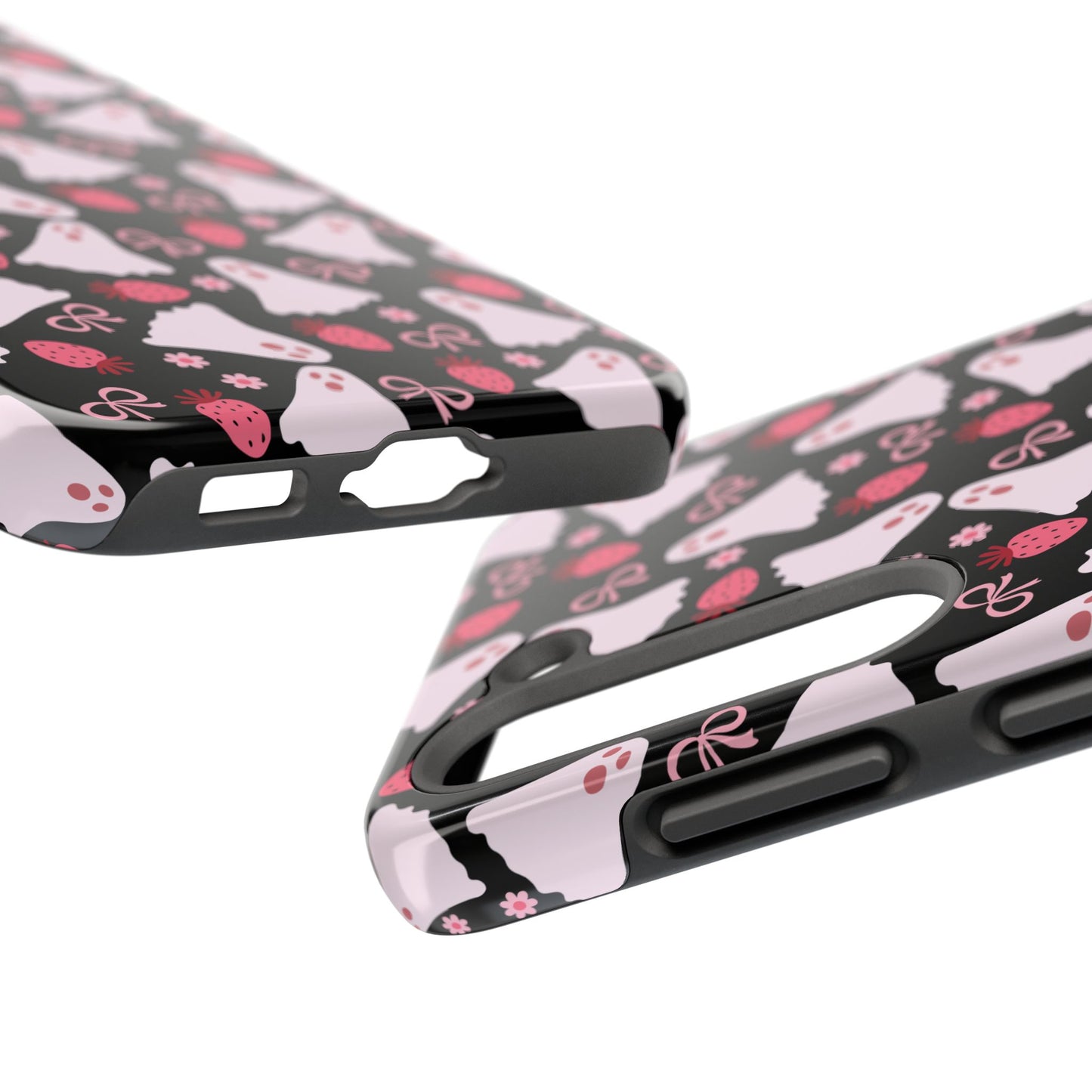 Cute Ghosts and Strawberries Phone Case | Tough Phone Cases, Halloween Accessories, Unique Gift Ideas, Spooky Aesthetic, Everyday Style