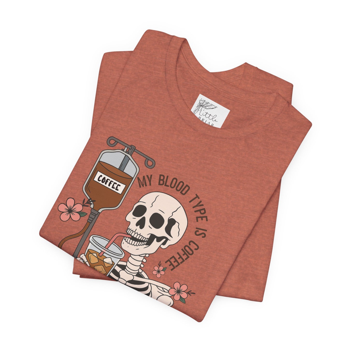 Coffee Lover's Skeleton Tee - Unisex Short Sleeve Shirt, Ideal Gift for Coffee Addicts, Fun Halloween Apparel, Quirky Coffee Shirt