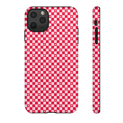 Red Checkerboard Heart Phone Case
