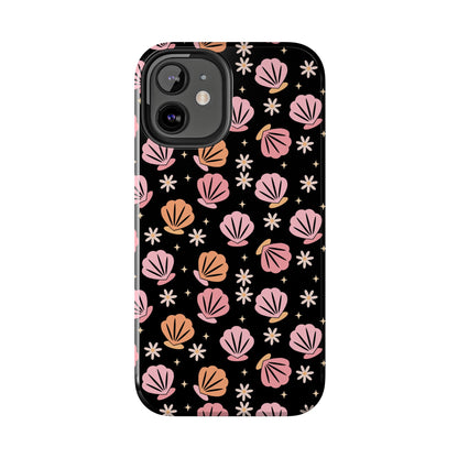 Floral Tough Phone Cases for Trendy Protection, Shell Pattern Phone Cover, Vibrant Floral Case, Girly Gift, Cute Tech Accessories