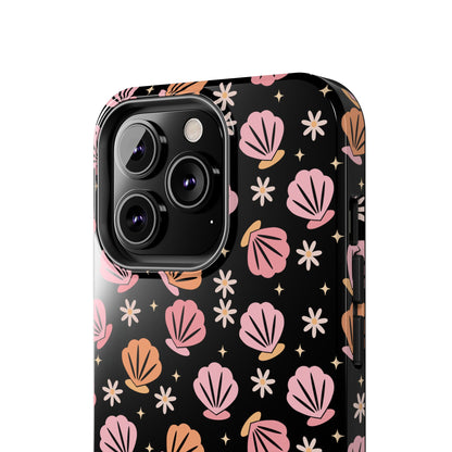 Floral Tough Phone Cases for Trendy Protection, Shell Pattern Phone Cover, Vibrant Floral Case, Girly Gift, Cute Tech Accessories