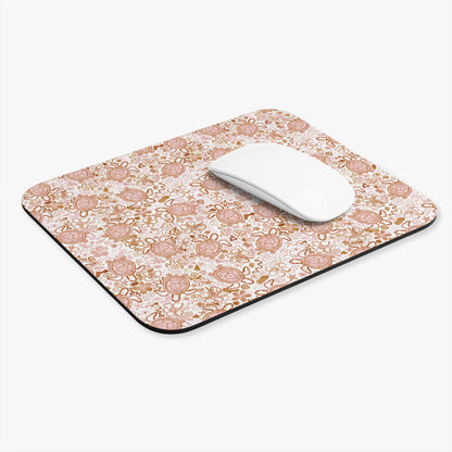 Beach-Themed Turtle Mouse Pad - Cute Floral Design for Office & Home