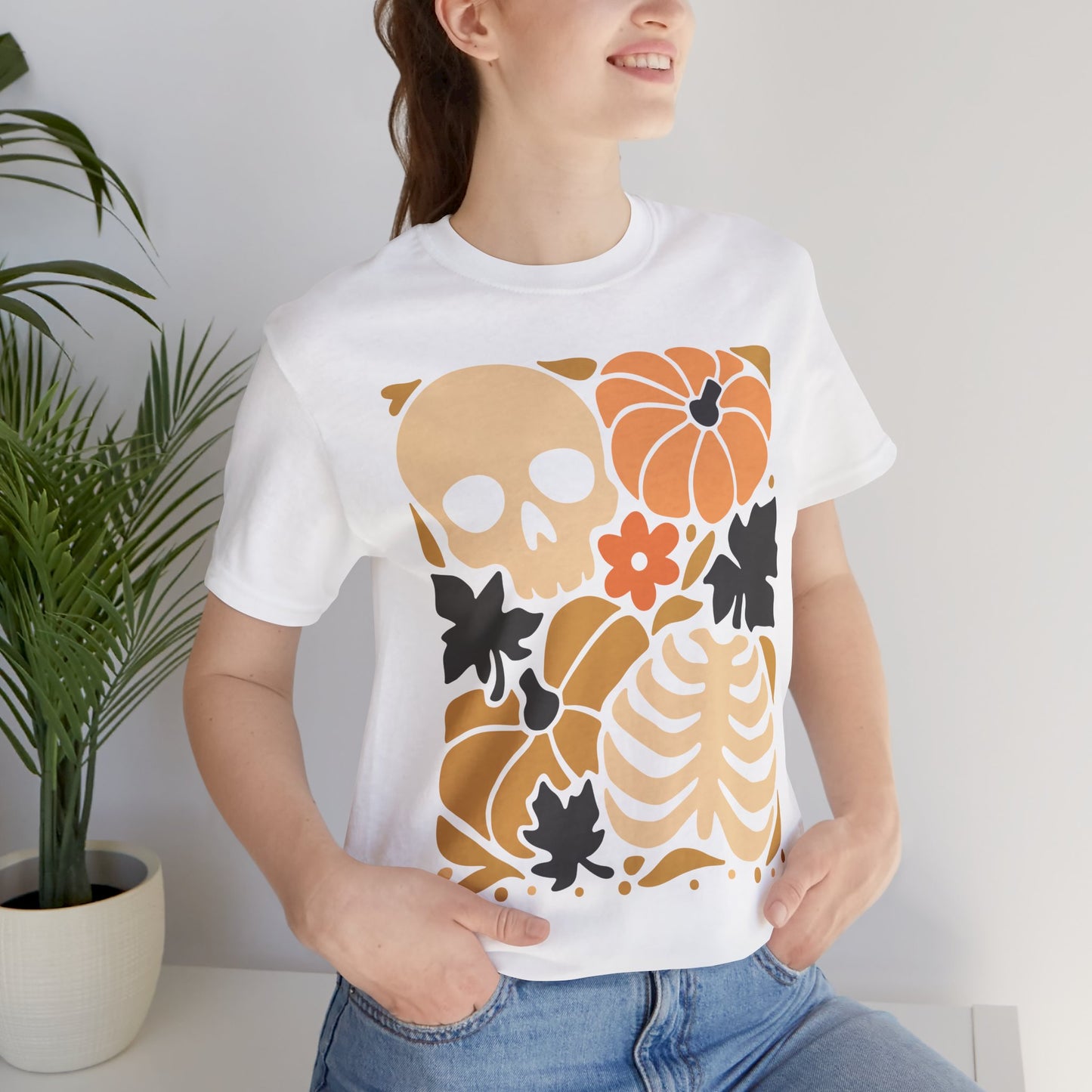 Autumn Vibes Graphic Tee | Halloween Shirt, Fall Apparel, Unisex Tee, Spooky Fashion, Pumpkin Skull Top