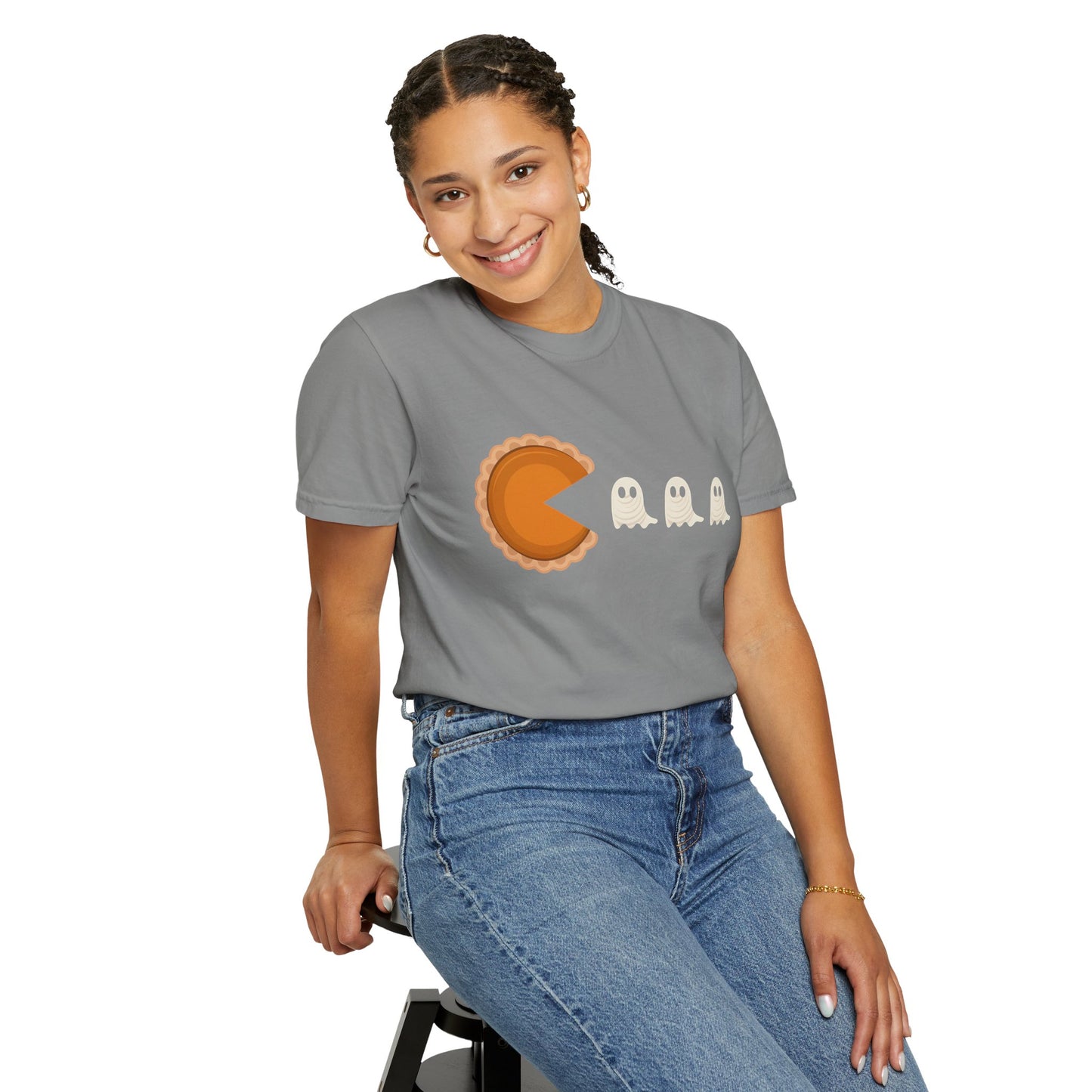 Pac-Man Pumpkin Pie Ghosts Unisex T-Shirt, Halloween Tee, Gamer Shirt, Fun Graphic Top, Gift for Gamers, Casual Wear