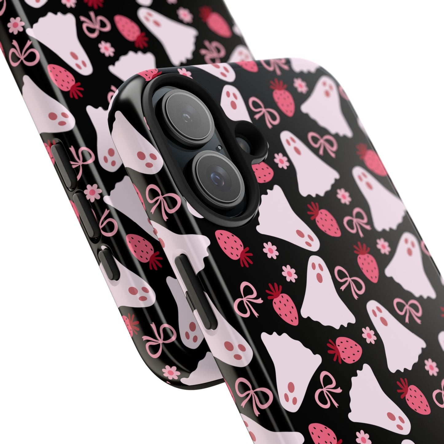 Cute Ghosts and Strawberries Phone Case | Tough Phone Cases, Halloween Accessories, Unique Gift Ideas, Spooky Aesthetic, Everyday Style
