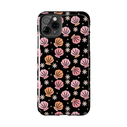 Floral Tough Phone Cases for Trendy Protection, Shell Pattern Phone Cover, Vibrant Floral Case, Girly Gift, Cute Tech Accessories