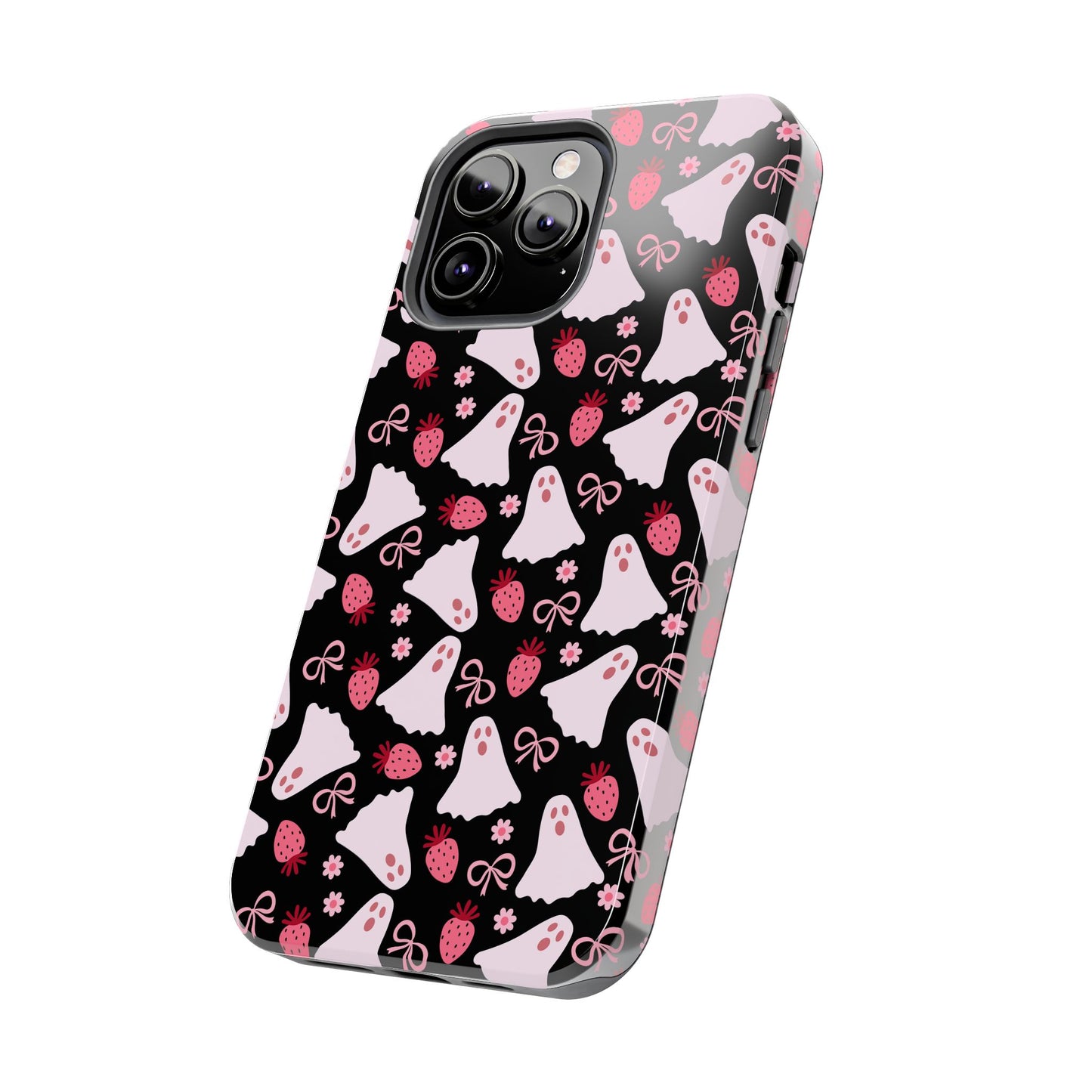 Cute Ghosts and Strawberries Phone Case | Tough Phone Cases, Halloween Accessories, Unique Gift Ideas, Spooky Aesthetic, Everyday Style