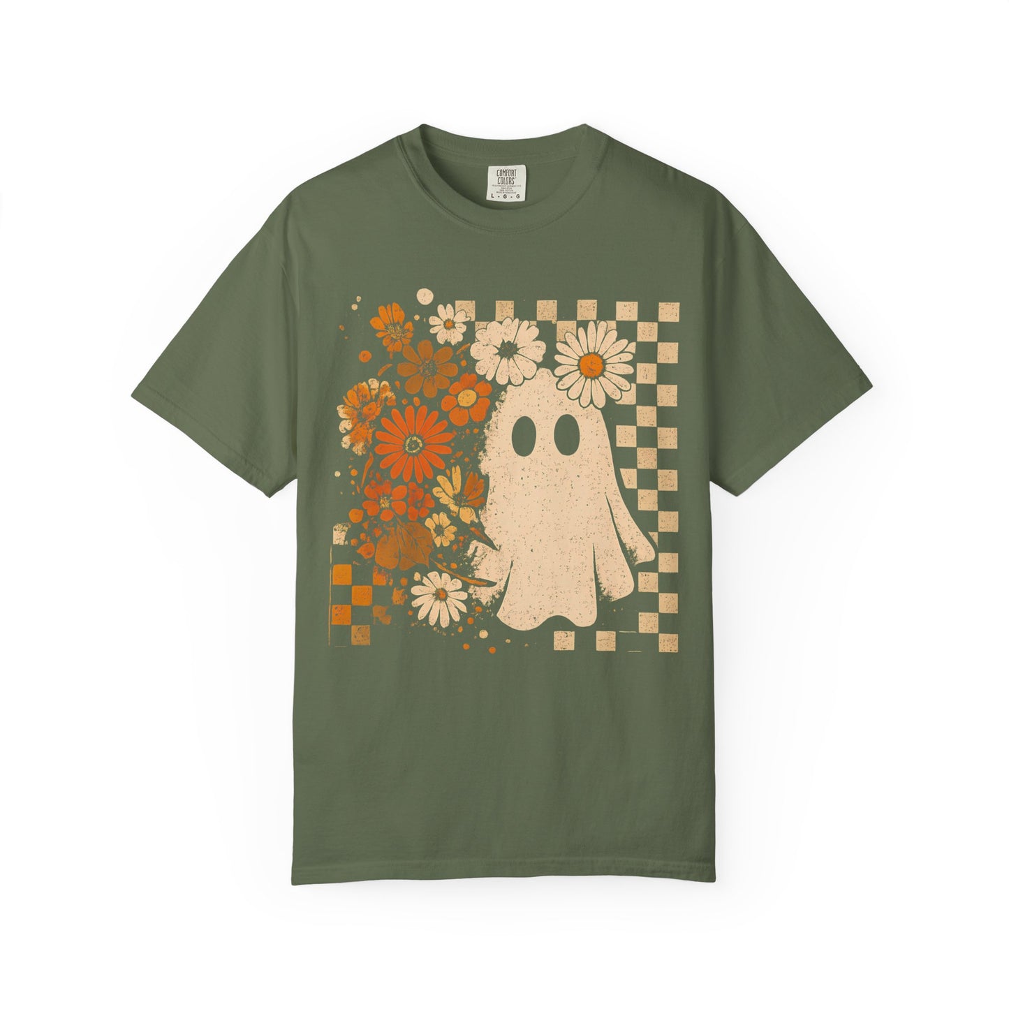 Whimsical Floral Ghost T-shirt, Casual Tee for Art Lovers, Perfect Gift for Halloween, Fall Fashion