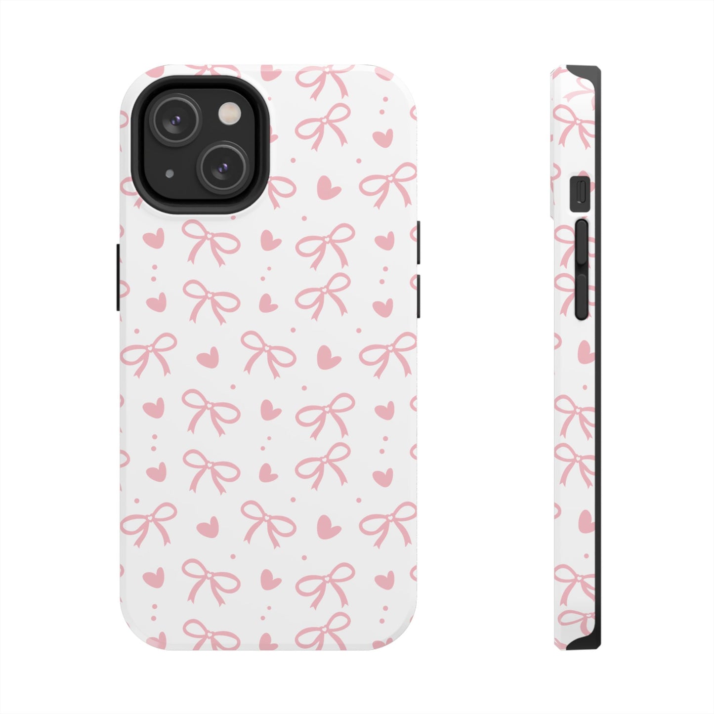 Love & Bows Tough Phone Cases for Girls, Cute Phone Cover, Valentine's Day Gift, Girly Accessories, Heart Pattern
