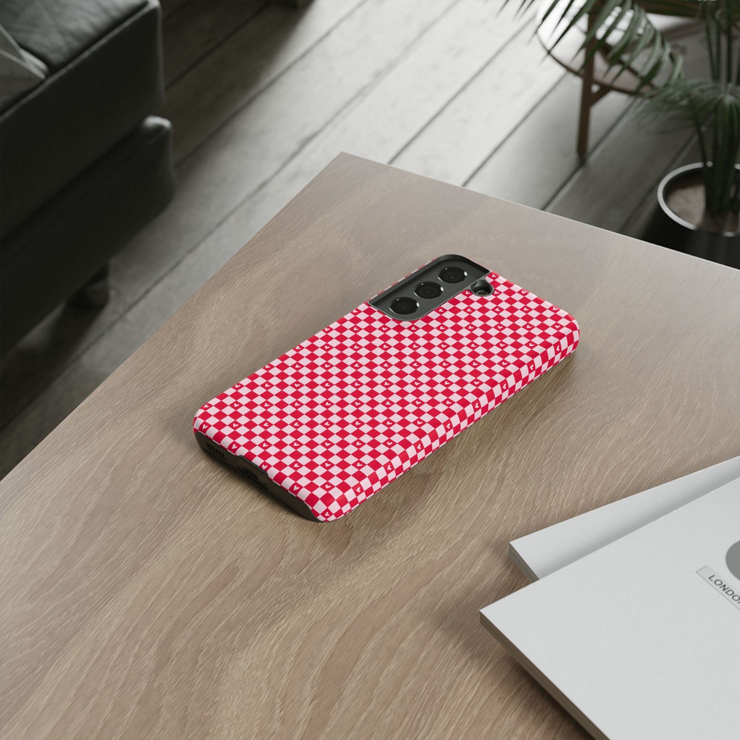 Red Checkerboard Heart Phone Case