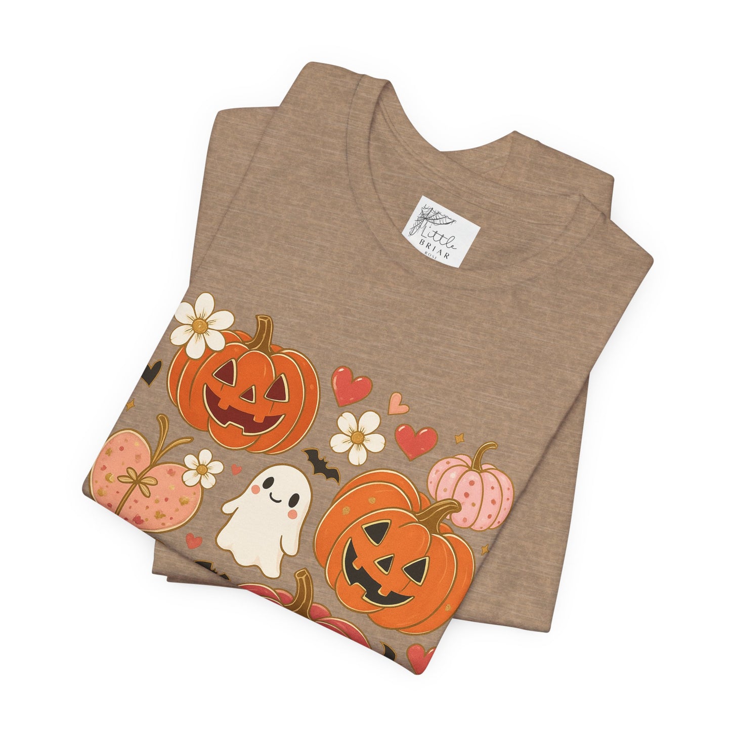 Halloween Ghost & Pumpkin Tee, Perfect for Fall, Halloween Parties, Cozy Autumn Wear, Unisex T-Shirt, Seasonal Gift Idea