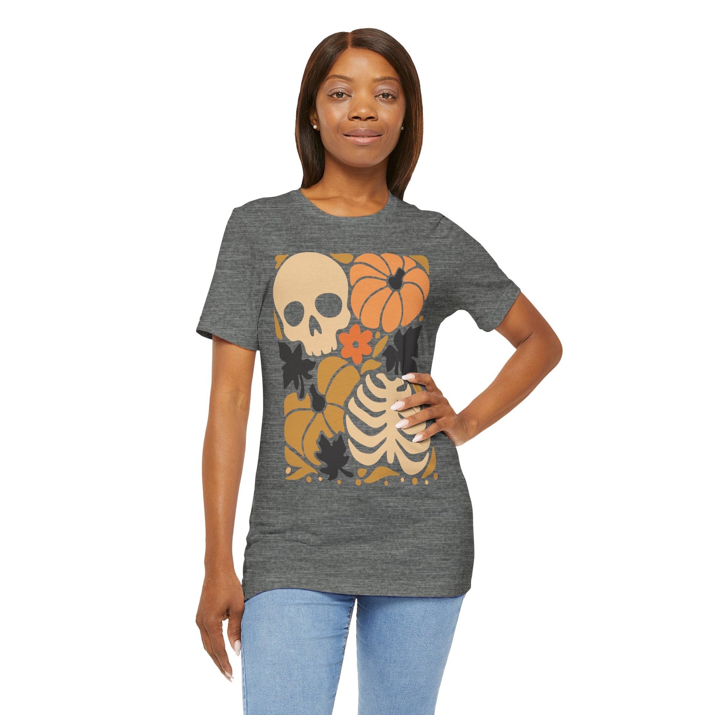 Autumn Vibes Graphic Tee | Halloween Shirt, Fall Apparel, Unisex Tee, Spooky Fashion, Pumpkin Skull Top