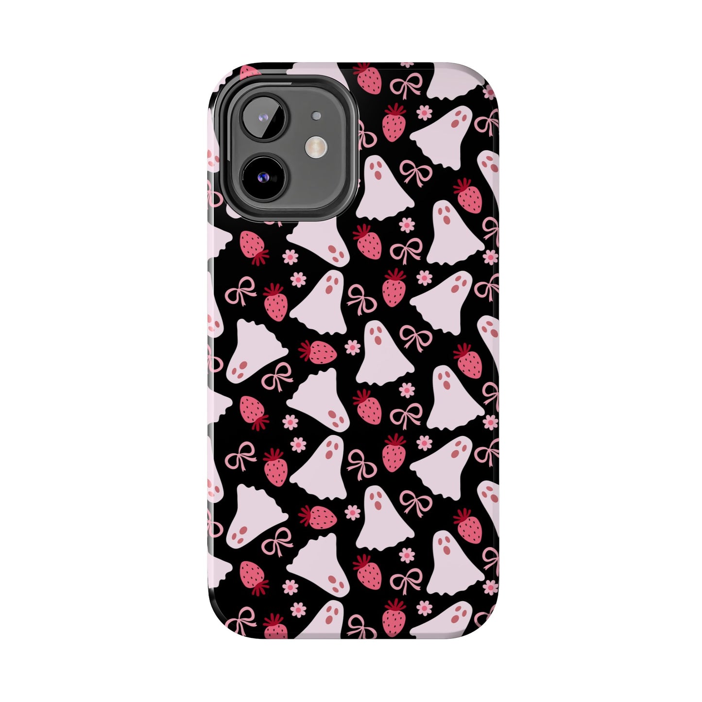 Cute Ghosts and Strawberries Phone Case | Tough Phone Cases, Halloween Accessories, Unique Gift Ideas, Spooky Aesthetic, Everyday Style