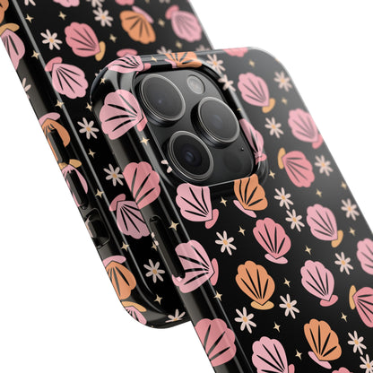 Floral Tough Phone Cases for Trendy Protection, Shell Pattern Phone Cover, Vibrant Floral Case, Girly Gift, Cute Tech Accessories