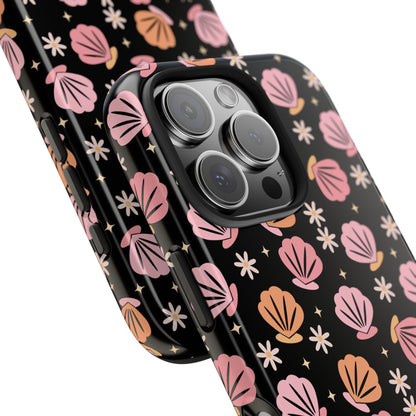 Floral Tough Phone Cases for Trendy Protection, Shell Pattern Phone Cover, Vibrant Floral Case, Girly Gift, Cute Tech Accessories