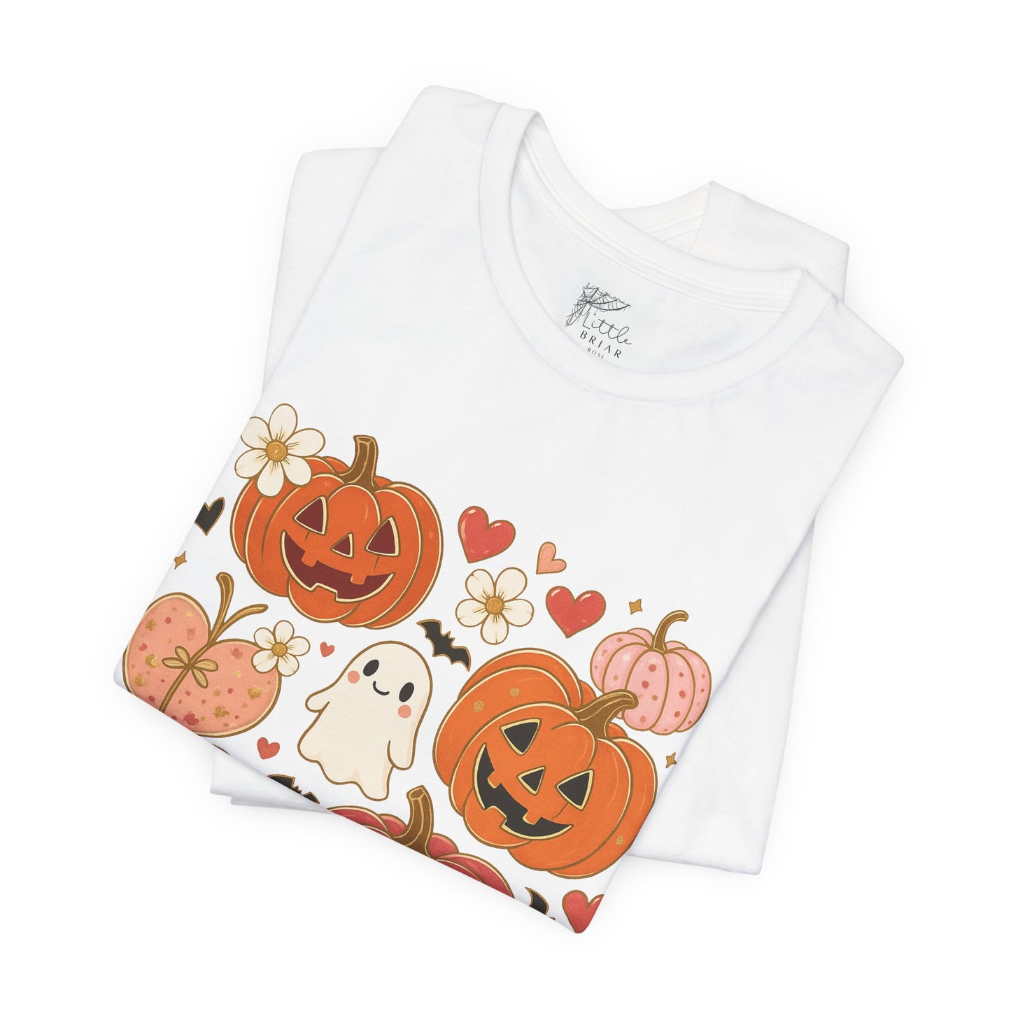 Halloween Ghost & Pumpkin Tee, Perfect for Fall, Halloween Parties, Cozy Autumn Wear, Unisex T-Shirt, Seasonal Gift Idea