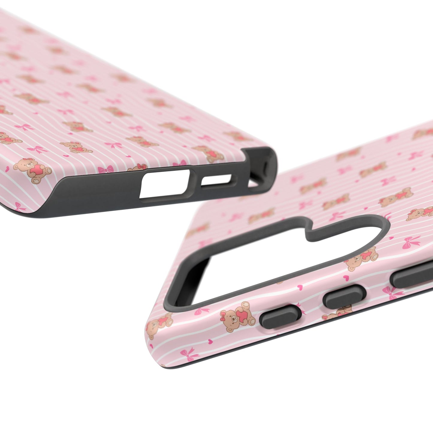 Cute Teddy Bear Pink Stripe Phone Case