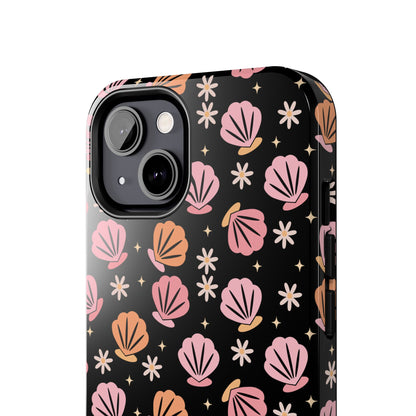 Floral Tough Phone Cases for Trendy Protection, Shell Pattern Phone Cover, Vibrant Floral Case, Girly Gift, Cute Tech Accessories
