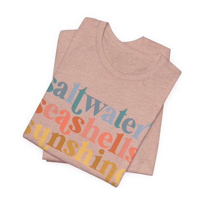 Coastal Vibes Unisex Jersey Tee - Saltwater Seashells Sunshine Design
