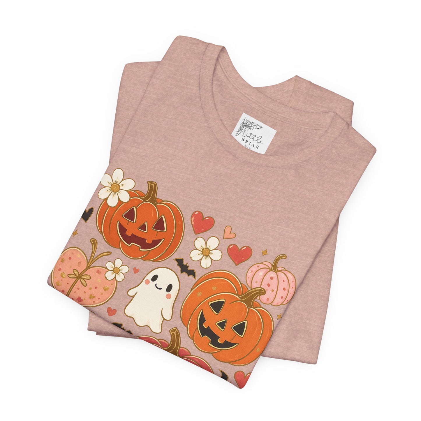Halloween Ghost & Pumpkin Tee, Perfect for Fall, Halloween Parties, Cozy Autumn Wear, Unisex T-Shirt, Seasonal Gift Idea