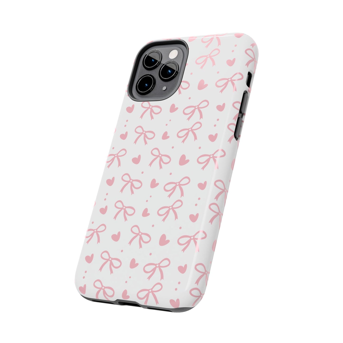 Love & Bows Tough Phone Cases for Girls, Cute Phone Cover, Valentine's Day Gift, Girly Accessories, Heart Pattern